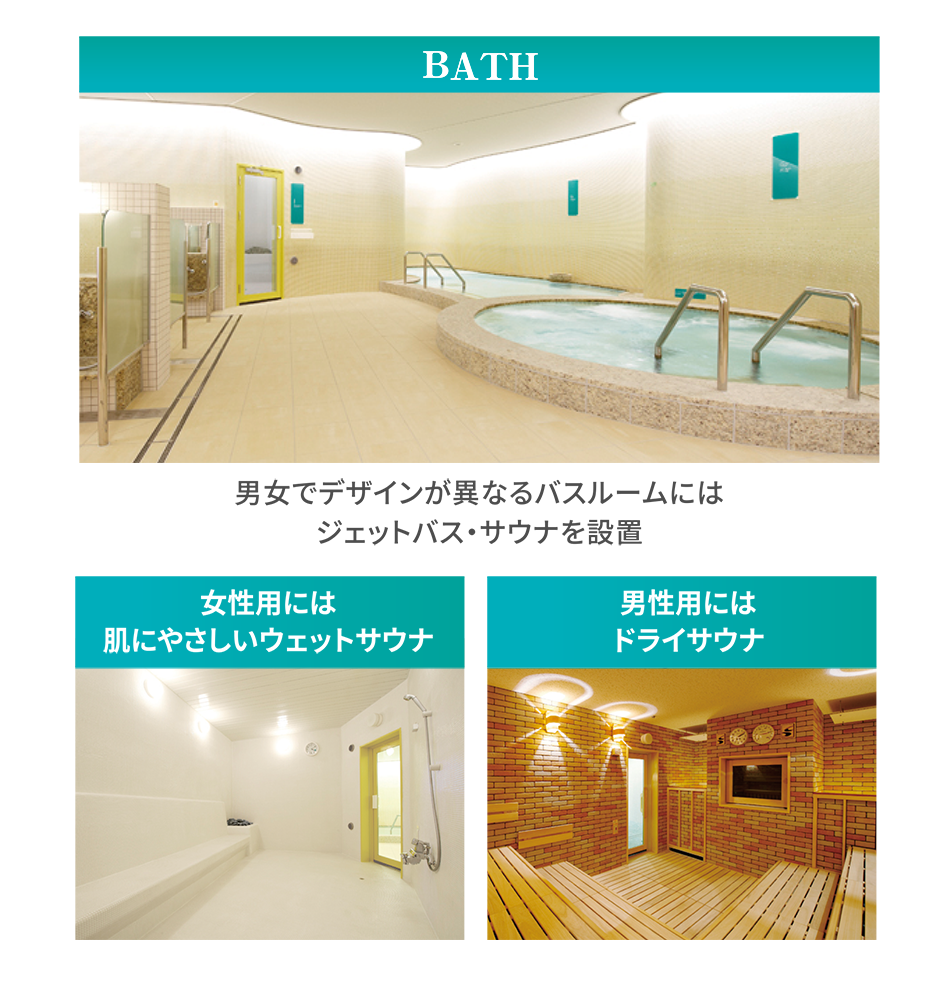 バスルームにはジェットバスなどを設置